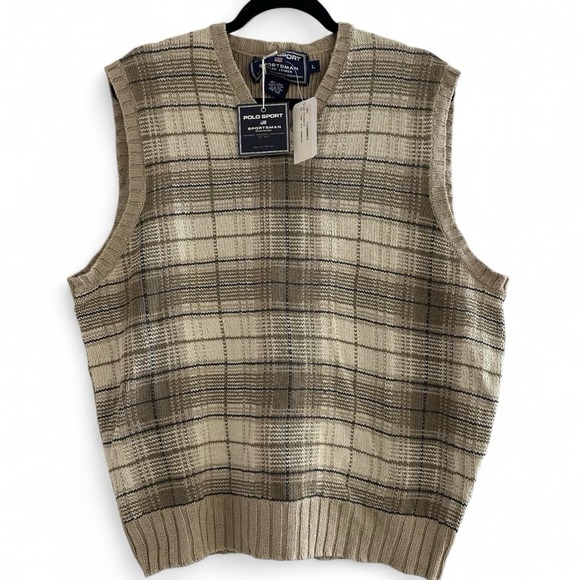 NWT Vintage Ralph Lauren Polo Sportsman Sweater Vest Linen Cotton & Silk Men's L
